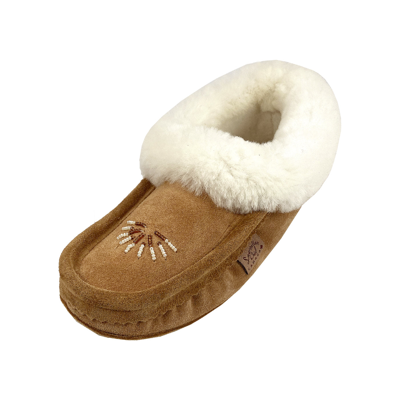 Women's Sheepskin Beaded Moccasin Slippers